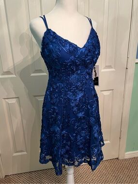 Love, Nickie Lew Royal Blue Dress with Floral Accents
